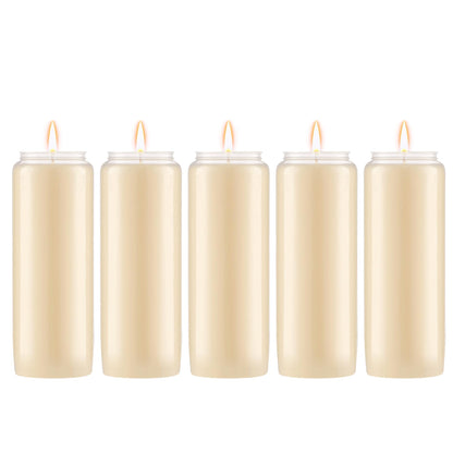Lerner 9-Day Memorial Candles, 5 Pack, 7” Pillar Prayer Candle in Plastic Jar, Long-Lasting Smokeless Clean Burning Mourning & Shiva Candle for Vigils, Church, Synagogue, Jewish Yahrzeit Candles