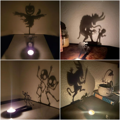 2024 New Tealight Shadow Caster, Halloween Tea Light Holder, Witch Halloween Tealight Shadow Caster, Demon Halloween Tealight Shadow Caster for Home Party Scary Candle Stands Table Decor