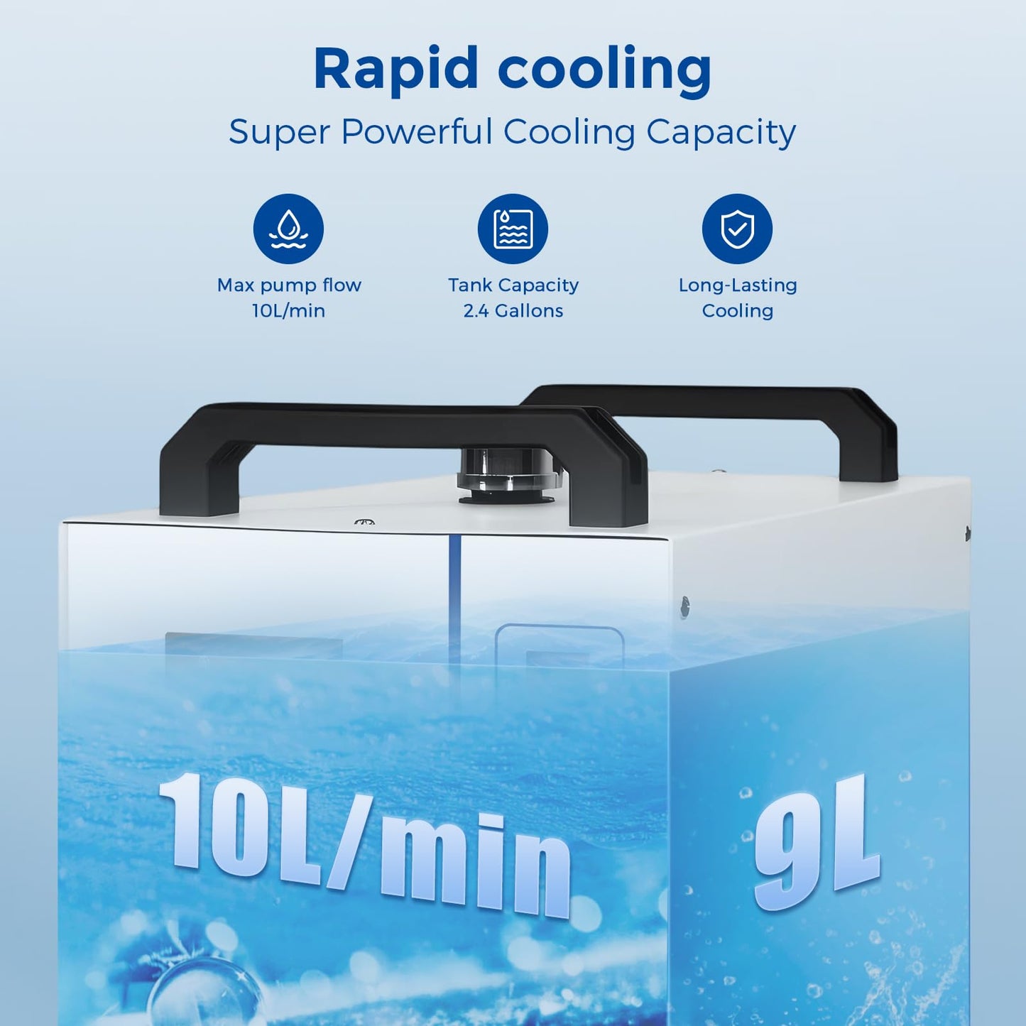 Cloudray Water Chiller CW-3000 for CO2 Laser Engraver & Cutting, Laser Chiller, Industrial Water Cooler,with 9L Water Tank Capacity Max. Pump Flow 10L/min 50W/℃ Cooling