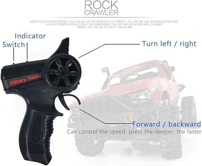 YIKESHU RC Crawler RC Truck Remote Control Rock Crawler Off-Road Racing Vehicles 1:16 2.4G 2CH 4WD Offroad Semi Trucks All Terrain Car RTR Hobby RC Pickup for Adults