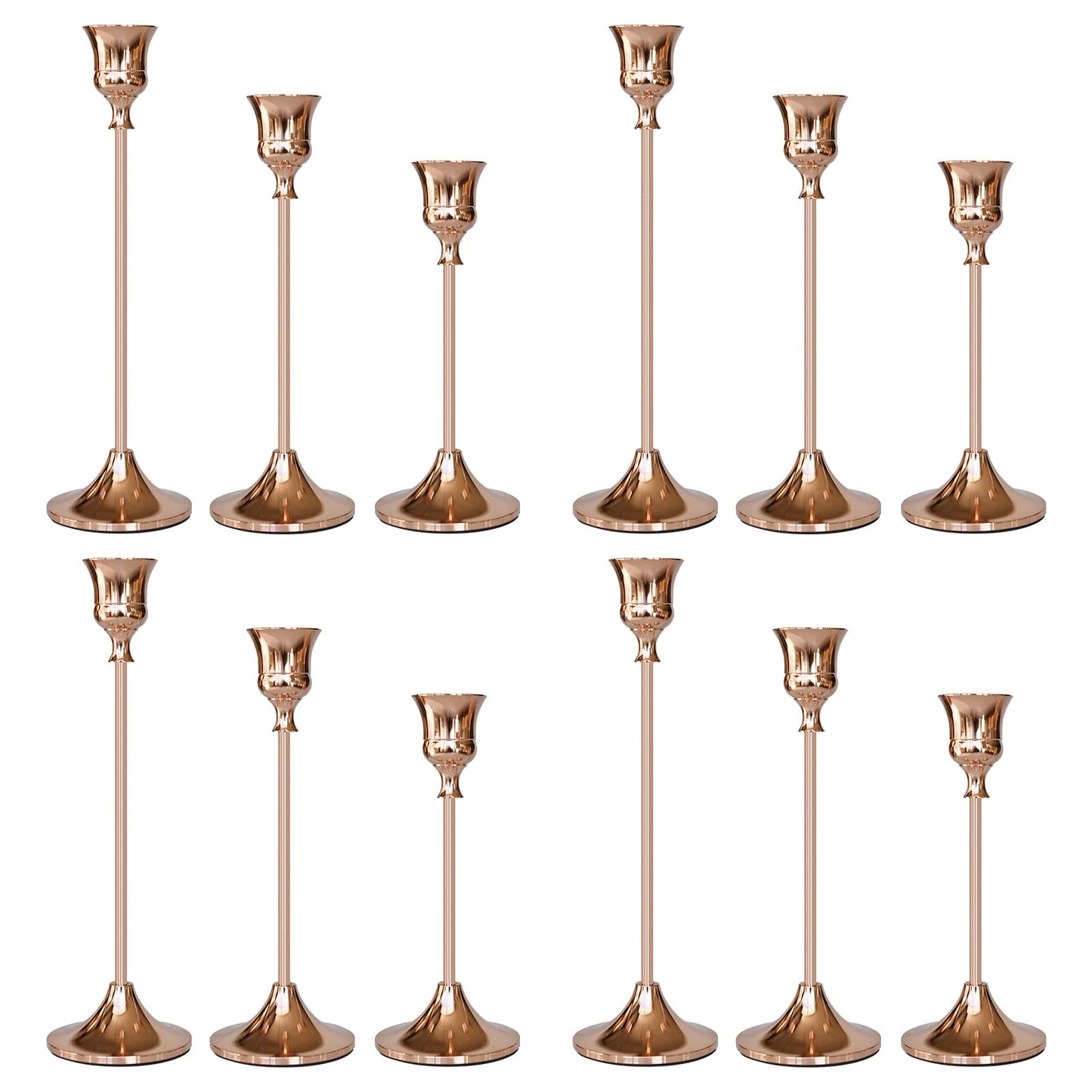 Candlestick Holders Rose Gold, 12 Packs Taper Candle Holder for Candlesticks, Candle Sticks Holder Decor for Home Decor