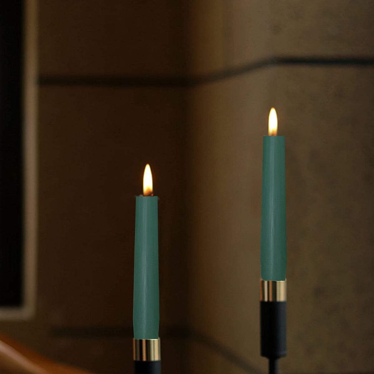 4 Pack Tall Taper Candles - 10 Inch Hunter Green Candlesticks, Cedar Scented Taper Candles Dinner Candle - Paraffin Wax with Cotton Wicks - 8 Hour Burn Time