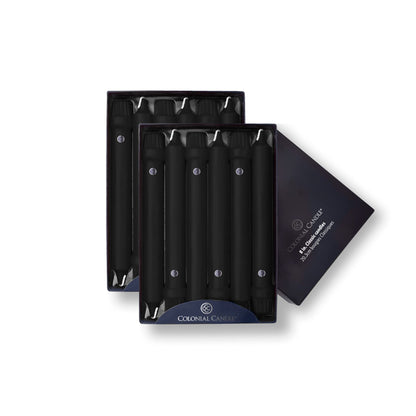 Colonial Candle Unscented Taper Candle, Classic Collection, Black, 8 In, Pack of 12 - Up to 6 Hours Burn