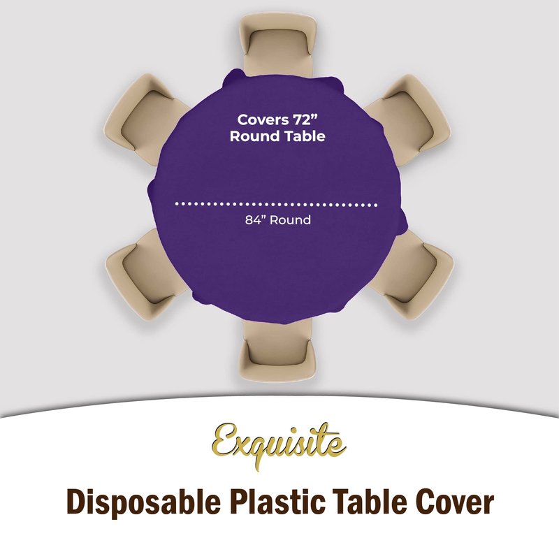 Exquisite 12-Pack Premium Plastic Tablecloth 12-Pack Premium Plastic 84-Inch Round Tablecloth - Purple