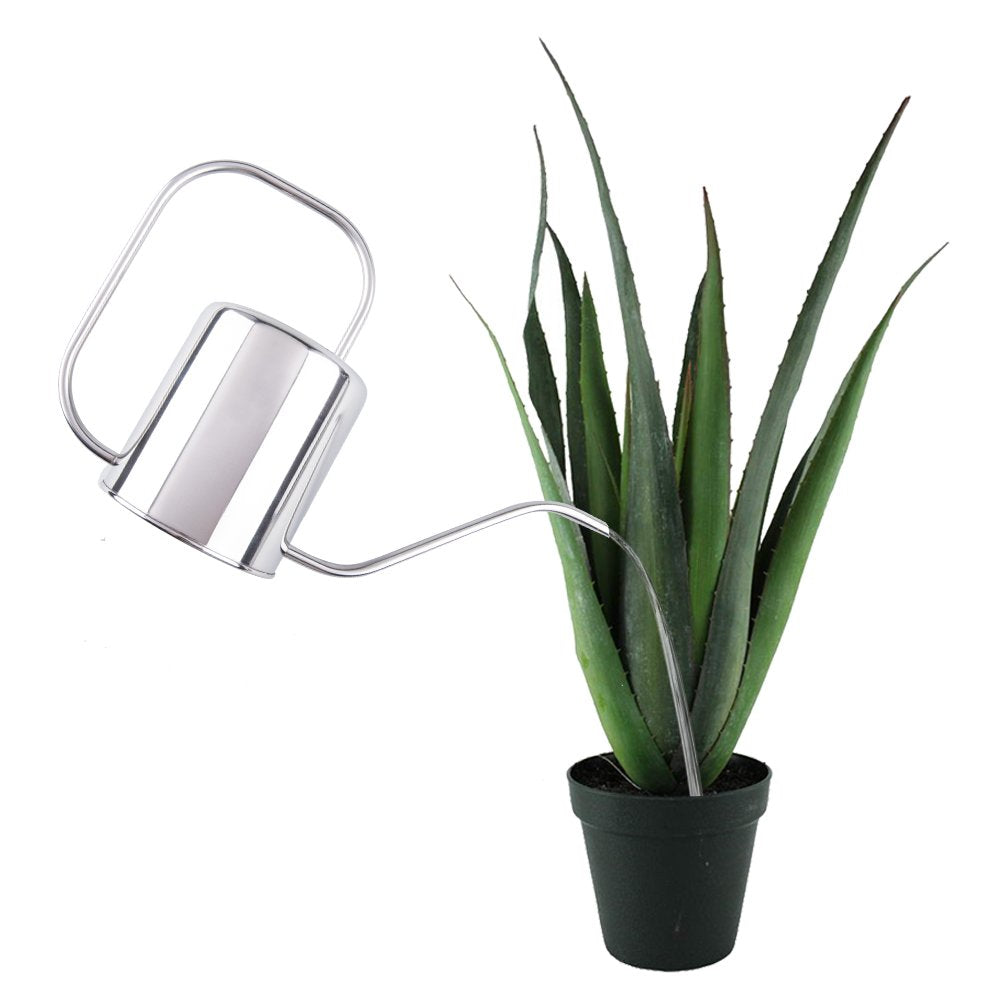 Fasmov 51 Oz Stainless Steel Watering Can Modern Style Watering Pot, Watering Can with Long Spout for Easy Pour, Water Outdoor Garden, Indoor Plant (Silver)