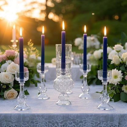 12-Pack Navy Blue Taper Candles, 10 Inch Unscented Dripless Candlesticks, Long-Lasting Burn Time of 7-8 Hours, Perfect for Home Décor Dinner Party Meditation