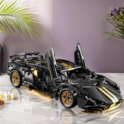 Sport Race Car Building Block Sets for AdultsBlack Technical Racing Supercar Toys Kits Collectible 1:14 MOC Model Construction Birthday Gifts for Boys Men Teens Age 8+ 8-12 8-1414+