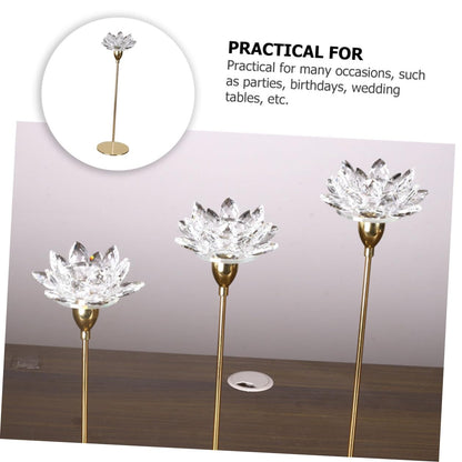 PATKAW Modern Simple Metal Candlestick Small Crystal Lotus Candle Holder Romantic Wedding Decor for Home Table Centerpiece