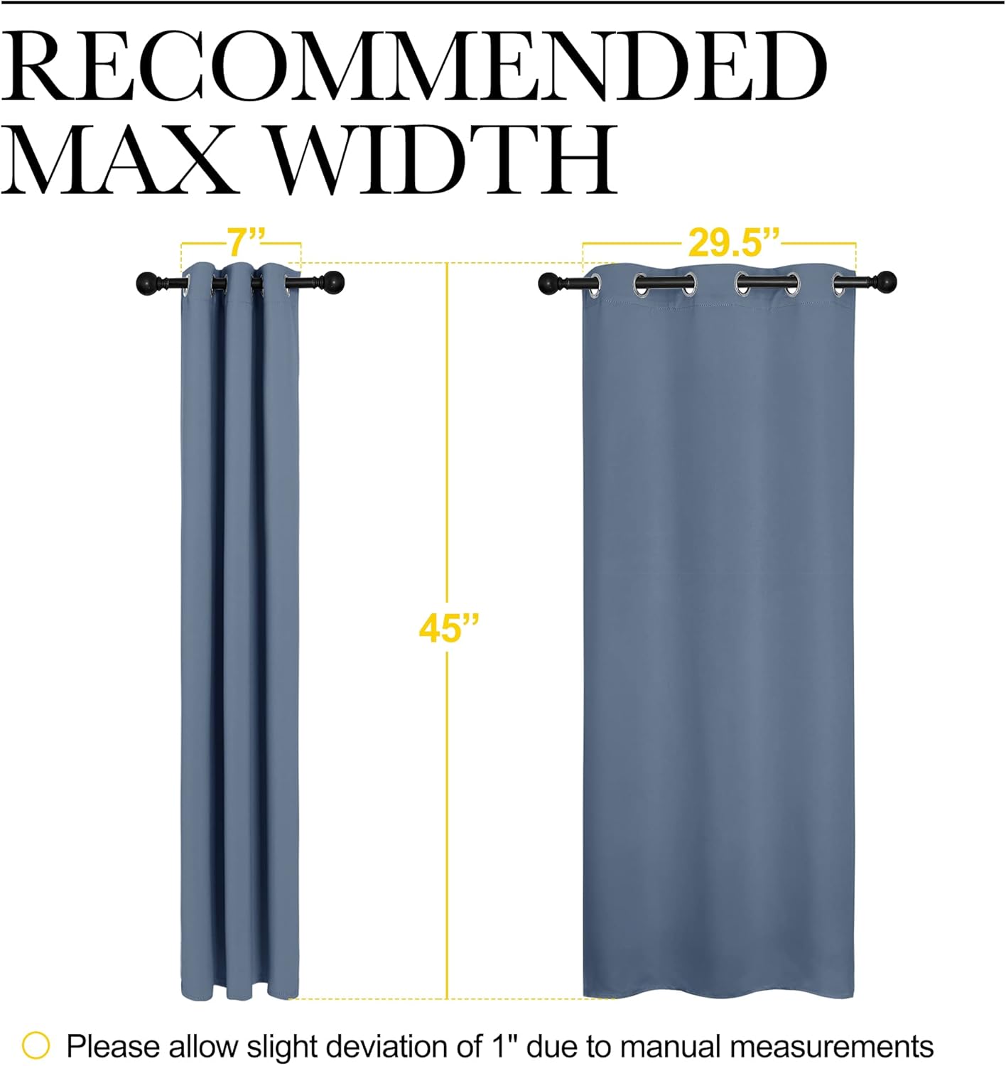 NICETOWN Kitchen Curtains - Thermal Insulated Grommet Panels for Small Windows | Stone Blue, 34" W x 45" L, 2PCs