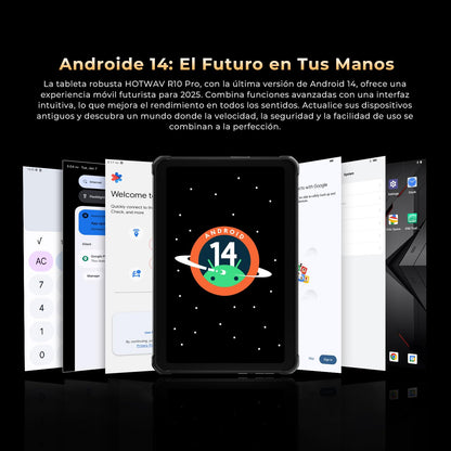 HOTWAV R10 Pro Rugged Tablet Android 14-10.1 Inch HD+ 10800mAh Waterproof Tablet, 20GB RAM+256GB ROM/1TB TF Work Tablets, 13MP+5MP Camera Octa-Core IP68&IP69K/4G-LTE/5G WiFi/Face ID/GPS/OTG