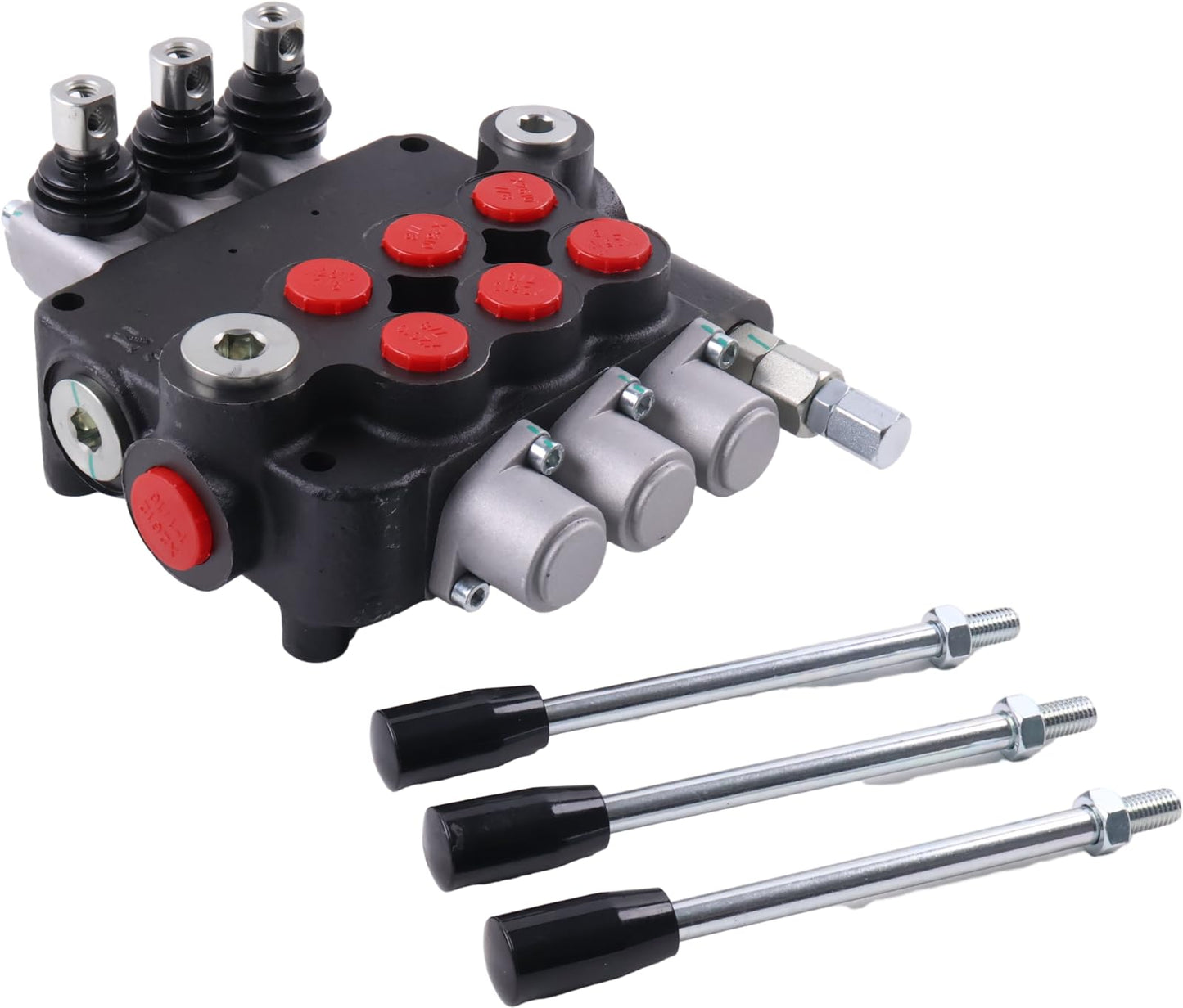 Solarhome 3 Spool Hydraulic Control Valve Open Center Double Acting 21 GPM 3600 PSI SAE Ports Compatible With Tractors Loaders Log Splitters