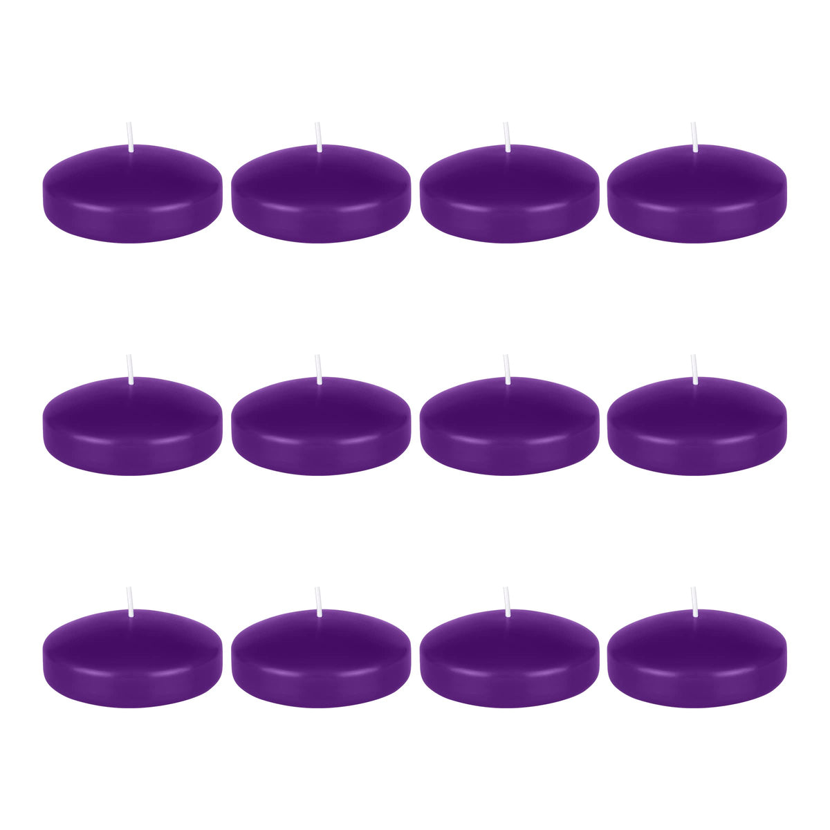 Mega Candles 12 pcs Unscented Purple Floating Candles, Hand Poured Wax Candle 3 Inch Diameter, Home Décor, Wedding Receptions, Centerpieces, Occasions, Events, Festivities, Meditations, Spas