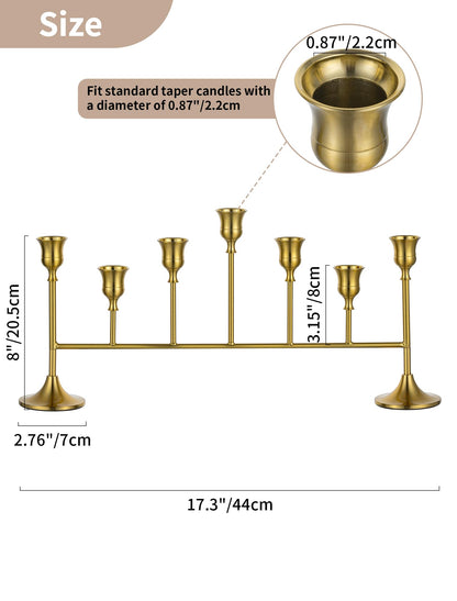 NUPTIO Gold Candle Holders for Centerpiece: Brass Taper Candelabra for Weeding Party - Candlestick Holder Set of 2 for Christmas Fireplace Table Decor