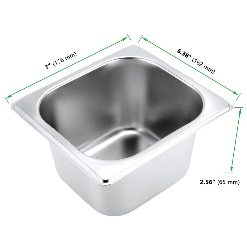 JAPCHET 8 Pack 1/6 Size 2-1/2 Inch Deep Steam Pan, Steam Table Chafer Pan, Stainless Steel Hotel Pan Food Pan for Buffet, Restaurants, Catering
