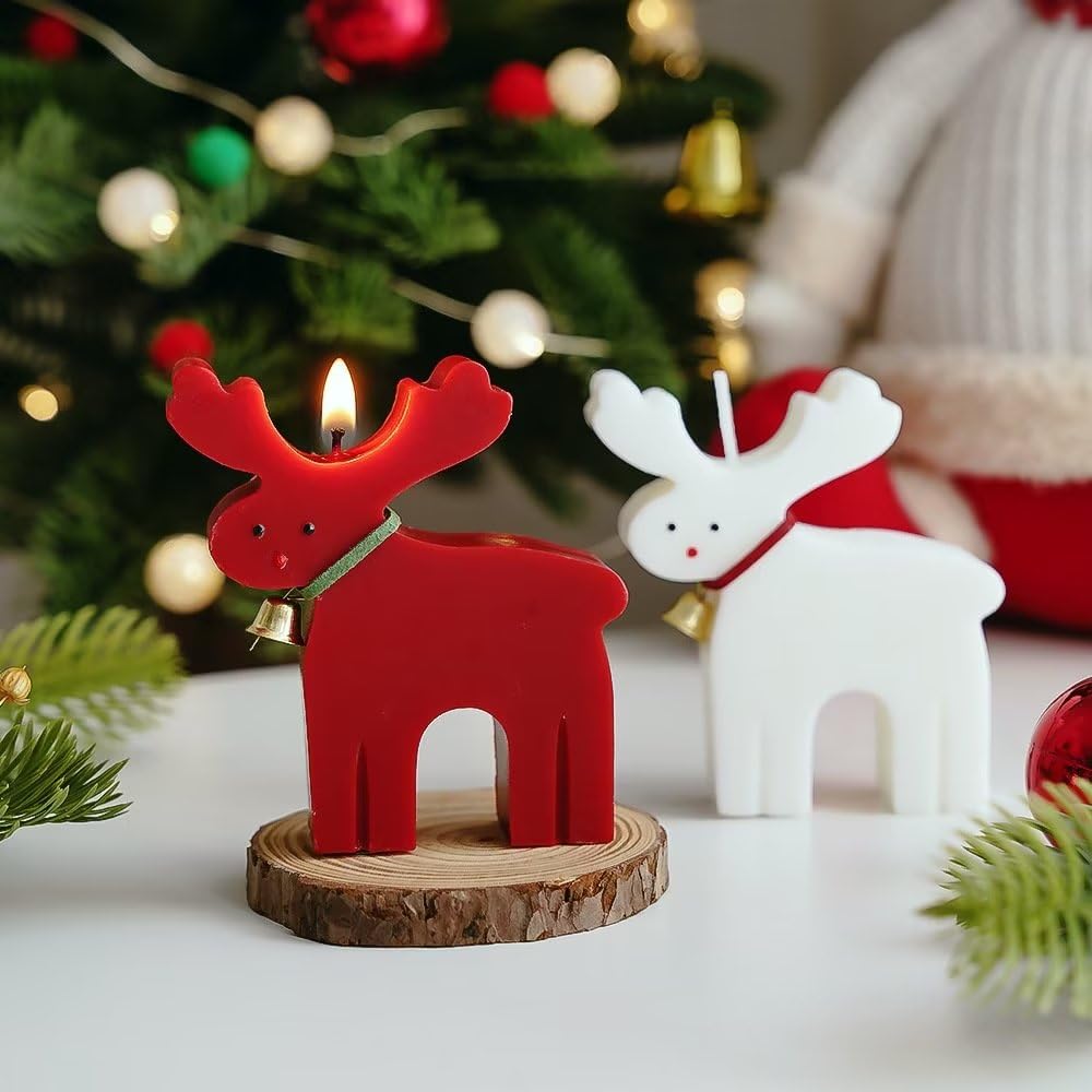 5 Pcs Christmas Candles Red Deer Scented Candles Tea Lights Candles Home Table Candles Gifts for Christmas Party Home Decoration