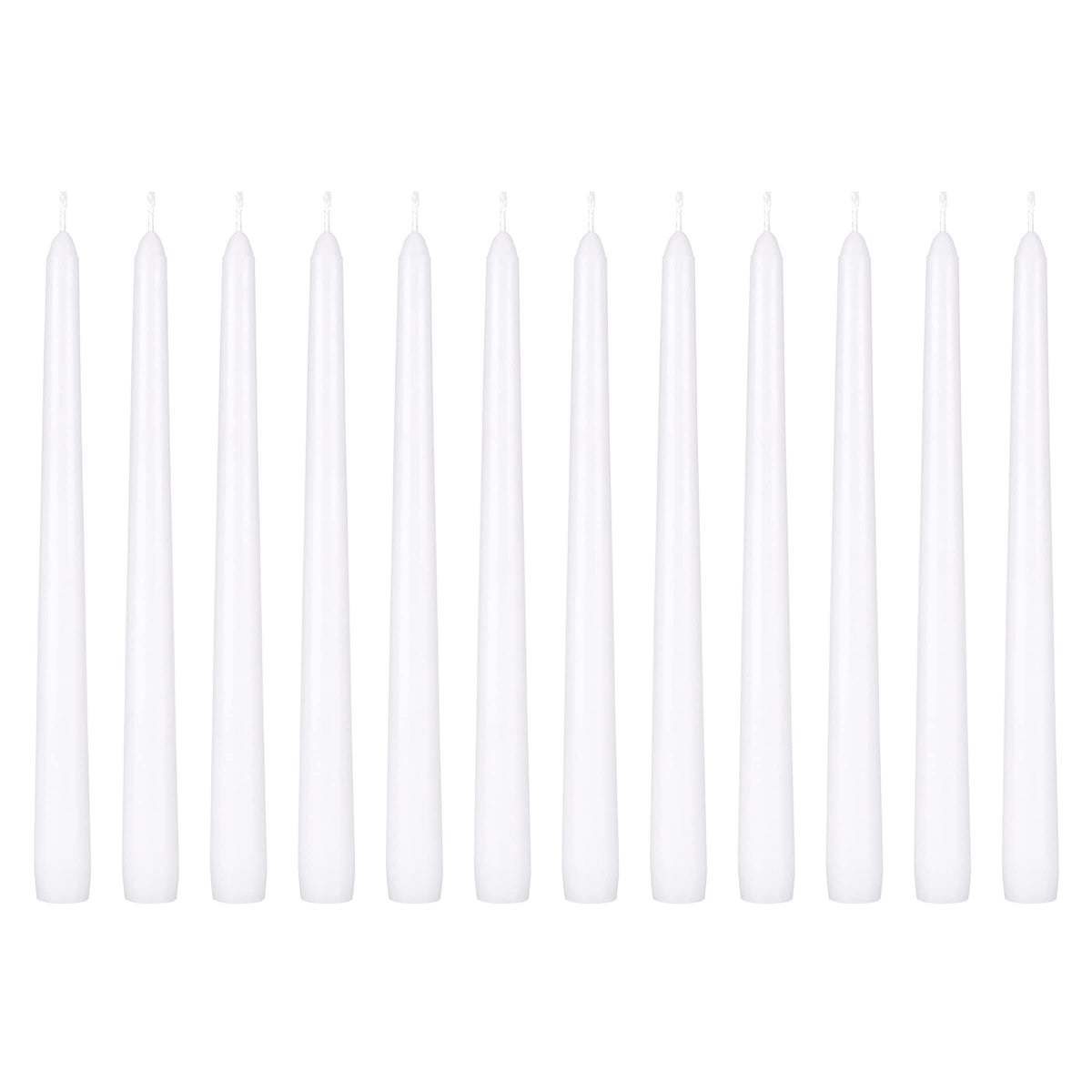 Mega Candles 12 pcs Unscented White Taper Candles, Hand Poured Wax Candle 10 Inch x 7/8 Inch, Home Décor, Wedding Receptions, Centerpieces, Occasions, Events, Festivities, Romantic Dinners, Holders