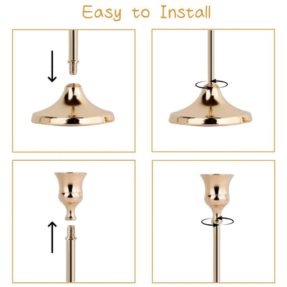 AUMAYCO French Gold Candlestick Holders Set of 3, Metal Taper Candle Holders, Classic Decorative Candle Stick for Christmas, Wedding, Party, Dinner Tables,Home Décor