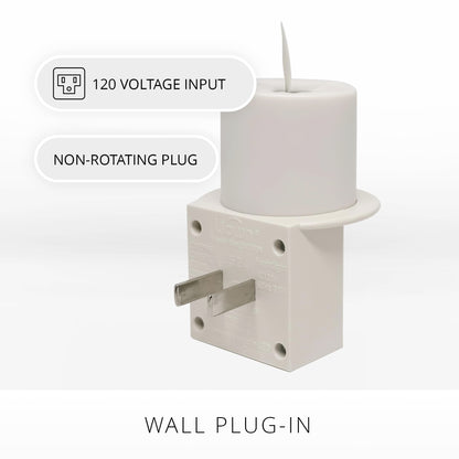 Luminara Flameless Candle Nightlight w/Dusk to Dawn Light Dark Auto Sensor, White Wall Plug Indoor Night LED Light w/Real-Flame Effect Technology, Bathroom Bedroom Hallway, No Remote Needed