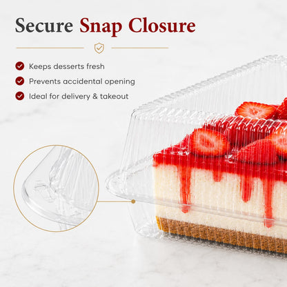 100 Pcs Cake Slice Containers with Lid, Single Clear Plastic Individual Carrier Transparent Disposable Triangle Boxes for Cheesecake, Flan, Cupcake, Sliced Dessert Pie - Take Out, Mini Desechables