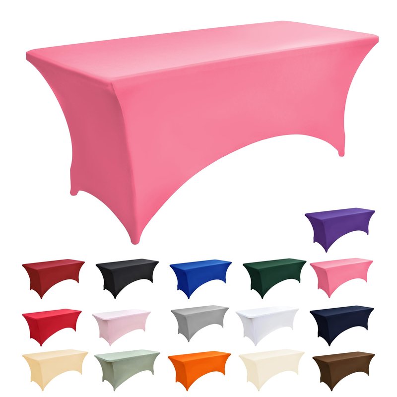 ZarzaaSik 2-Pack 8ft Spandex Table Covers for Rectangle Folding Tables - Washable Elastic Tablecloth - Ultimate Fitted Table Protector for Birthday Parties, Trade Shows, Banquet