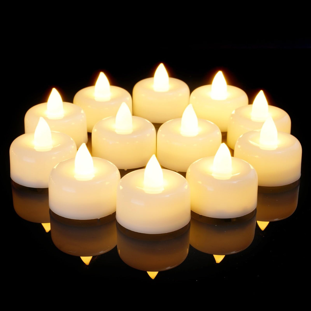 Amagic 24Pack Flameless LED Tea Lights Candles Battery Operated, Electric Fake Tealight Candles for Votive, Halloween, Christmas, Home Decor, Wedding, Table Decor (24Pack)