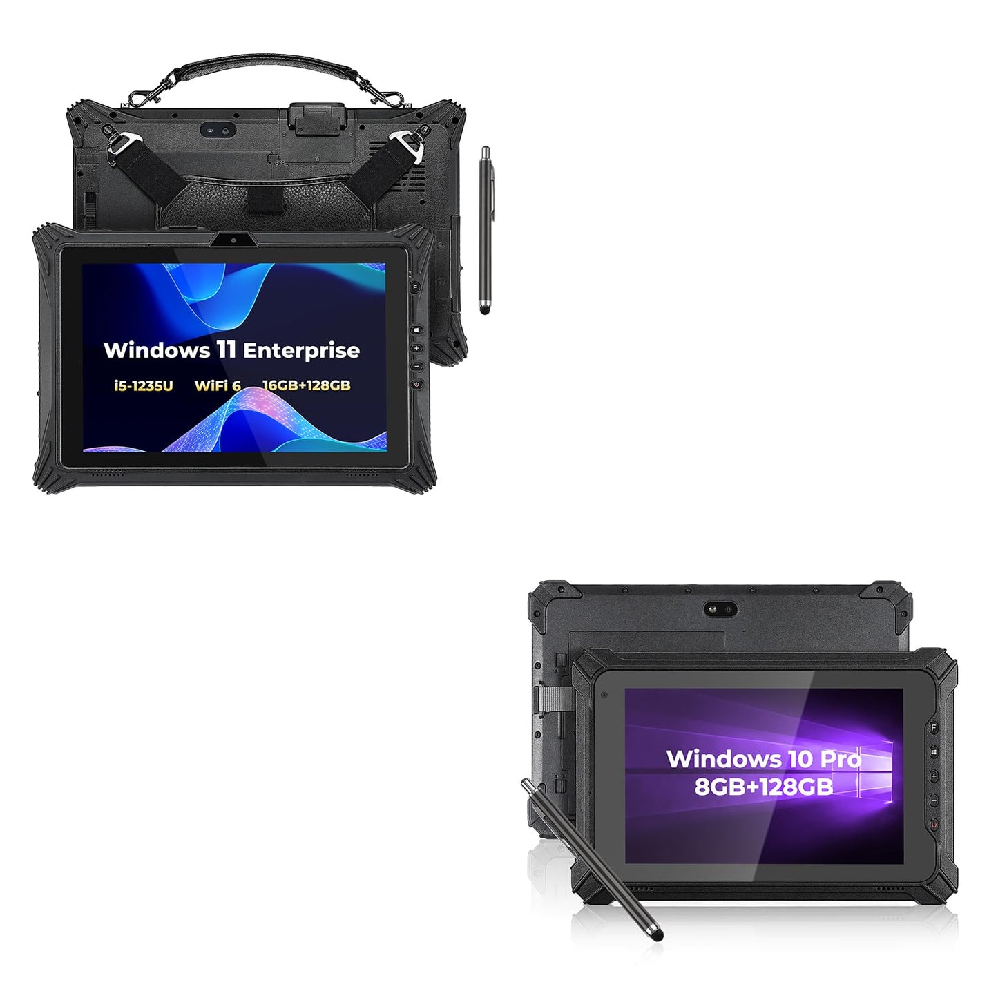 MUNBYN High-End Rugged Windows Tablet IRT10, 10.1 inch Windows IoT Enterprise, i5-1235U, and Rugged Windows Tablet IRT06, 8 inch Windows 10 Pro Rugged Tablet, 8GB+128GB Industrial Tablets