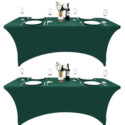 ZarzaaSik 2-Pack 8ft Spandex Table Covers for Rectangle Folding Tables - Washable Elastic Tablecloth - Ultimate Fitted Table Protector for Birthday Parties, Trade Shows, Banquet