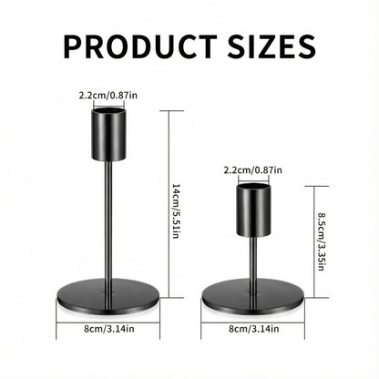 3 Pcs Black Candlestick Holders Set - Matte Black 5.5" & 3.3" Taper Candle Holders for Modern Table Centerpiece and Home Decor