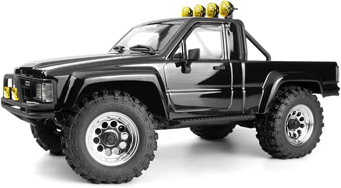 Helidirect HPI Venture18 Brushed 1985 Toyota Hilux SR5 1/18 RTR 4WD w/2.4GHz Radio TX Battery &amp Charger - Remote Control Crawler RC Rock Crawler 1/18 4WD Off-Road for Adults (Black (HPI160800))