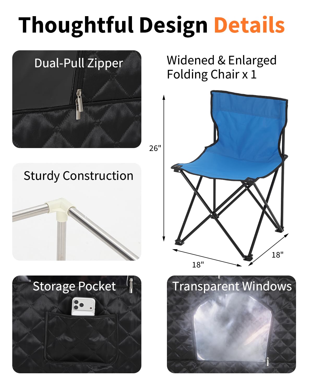 Garvee Infrared Sauna, Portable Sauna for Home with 3L 1200W Steamer, Folding Chair, Remote Control, 9 Temp Levels & 99 Min Timer, 32" x 32" x 71", Black