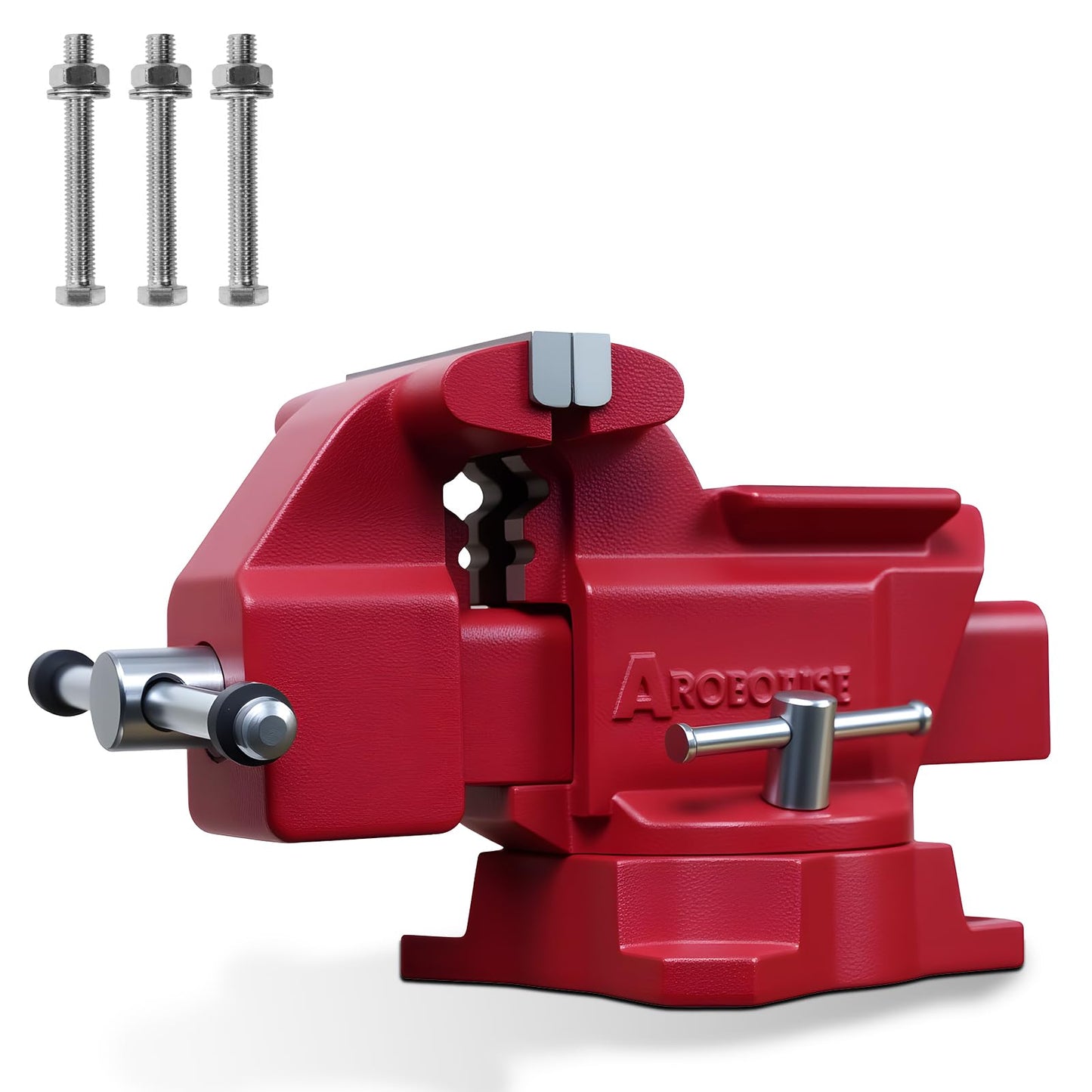AROEDVISE 8" Bench Vise, 7.5" Jaw Opening, 210° Swivel Base, Large Capacity Cast Iron Vise with Anvil & Multi-Jaw Design for Workshop, Home, DIY & Repair (RD80)