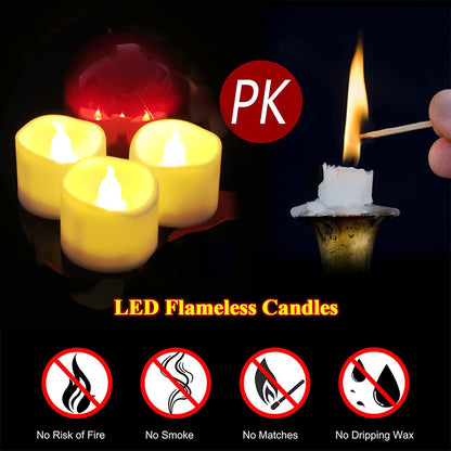 Anziner Flickering Flameless Led Tealight Candles with Timer, 6 Hours On and 18 Hours Off in 24 Hours Cycle Automatically Battery Votive Candles for Home Decoration,12 Pack,Warm White