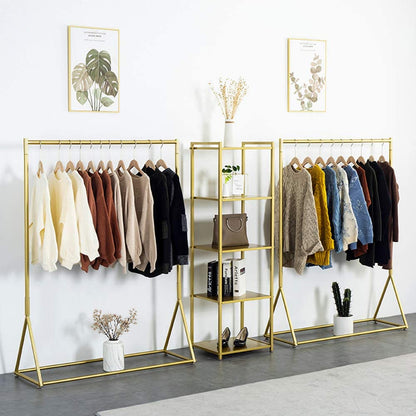 DR.IRON Modern Gold Clothing Racks Rolling Clothes Rack for Hanging Clothes Heavy Duty Metal Garment Rack Perfect for Home or Cloth Store(Gold)