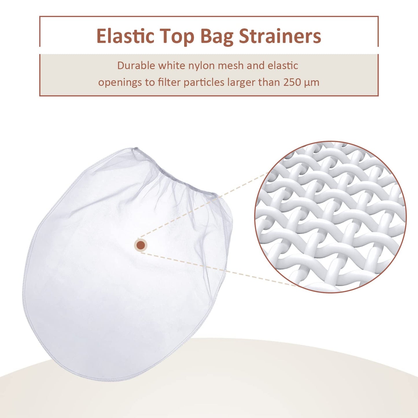 Patelai 500 Pcs 5 Gallon Paint Strainer Bags Regular Fine Mesh/Elastic Top Bag Strainers for Use with Paint Sprayers (White)