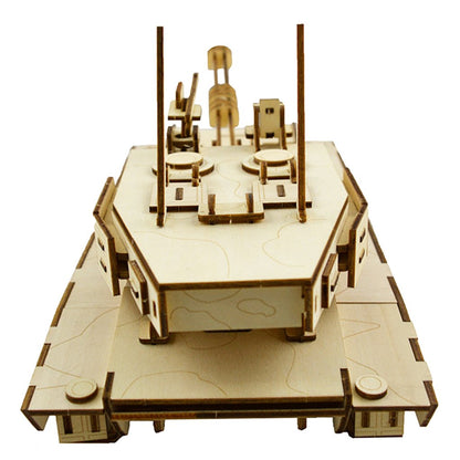 3D Wooden Puzzles Laser Engraving DIY Safe Assembly Constructor Kit Toy for Teens and Adults (Tank)