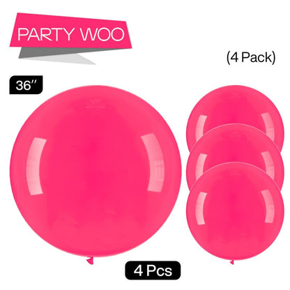 PartyWoo Hot Pink Balloons 4pcs 36 Inch Magenta Fuchsia Balloons for Baby Shower Gender Reveal Engagement Bachelorette Wedding Bridal Shower Anniversary Birthday Party Decorations Pink-Y12