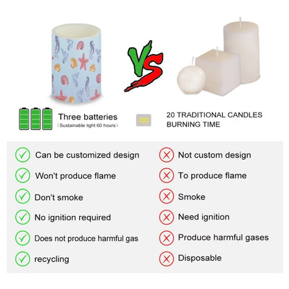 Cozeyat Starfish Design Candles 4 Packs,Electric Real Wax Pillar LED Tealight with Remote and Timer,Flickering Ivory Wax Pillar Moving Candles,Home Party Decoration