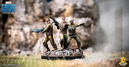Marvel: Crisis Protocol Nick Fury Sr. &amp Howling Commandos Character Pack - Smash Hydra with This Elite Team! Tabletop Superhero Game Ages 14+ 2 Players 90 Min Playtime Made by Atomic Mass Gam