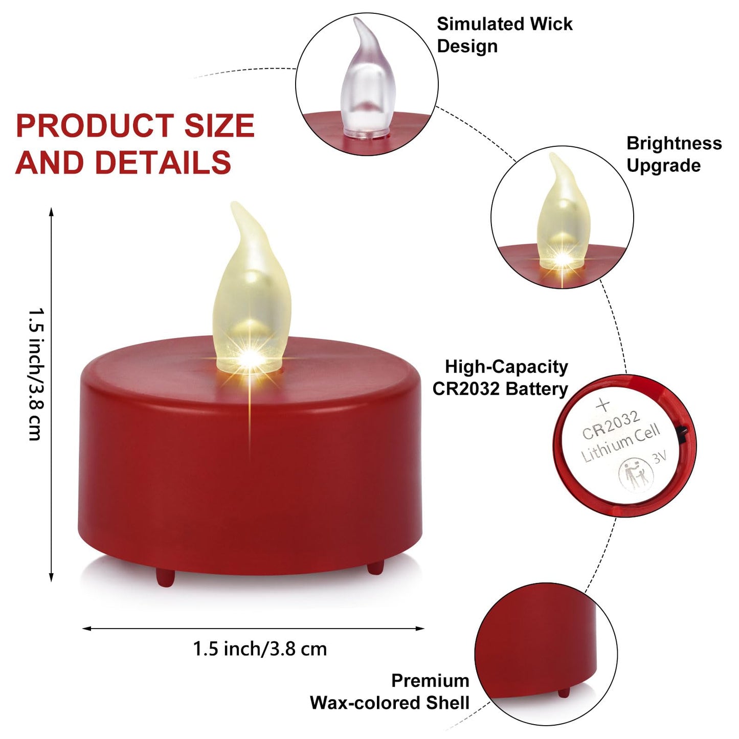 Baikaraer Battery Operated Tea Lights Candles,Flameless Led Electric Fake Candle, 50 Pack Realistic Flickering Votive Tealights, Long Lasting 200+Hours, for Wedding Party Home Decoration (Red)