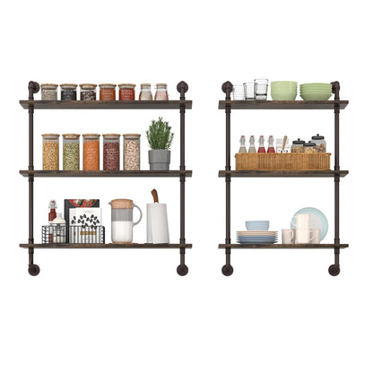 Helsin 24inch Industrial Pipe Shelving and 32inch Industrial Pipe Shelves Product Bundle