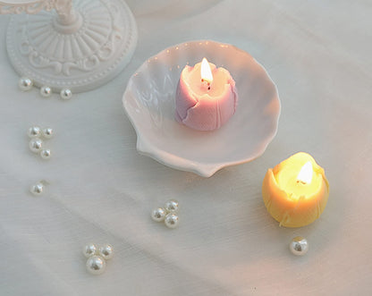 Tulip Flower Shaped Scented Candle,2 Pack Handmade Aroma Soy Wax Decorative Candle for Table Photo Prop Birthday Gift,Prefect for Meditation Stress Relief Mood Boosting Bath Yoga (Pink+Yellow)