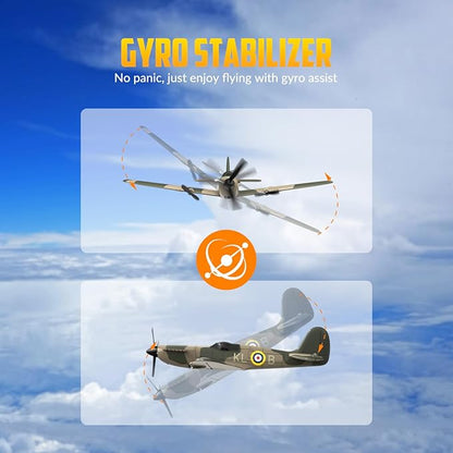 volantexrc RC Plane 3 Channel Remote Control Plane Fighter Spitfire with 6-axis Gyro 2.4GHz RTF Radio Controlled Aircraft Easy to Fly for Beginners Adults (76205 RTF)