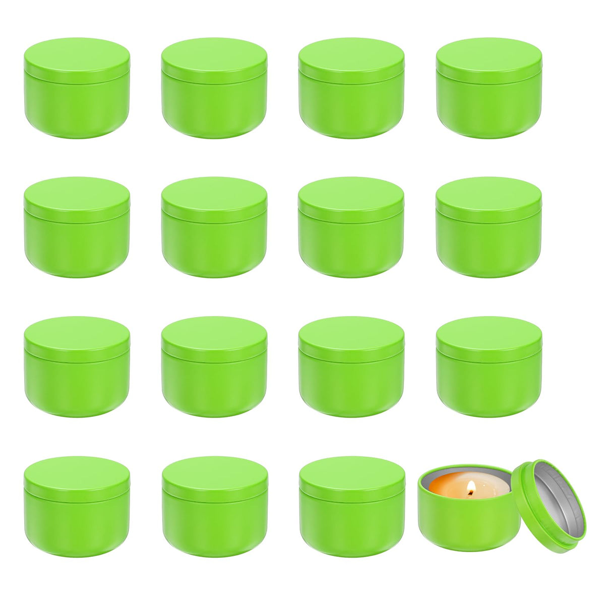 MECCANIXITY 3oz Candle Tins, 16pcs Metal Candle Tins Jars with Lids Round Empty Tin Can Containers Bulk for Storage Tea and Making DIY Arts Crafts Christmas Gifts, Light Green