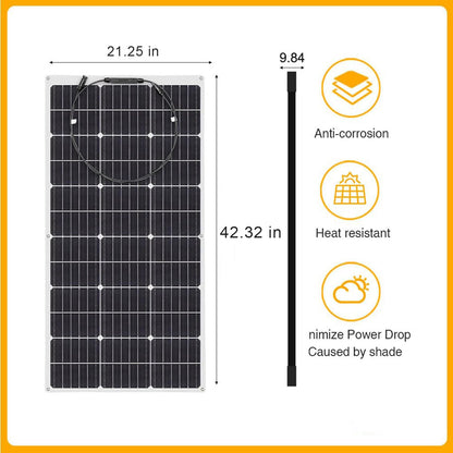 XINPUGUANG Solar Panel 12V 200W System Kit 100W Flexible Solar Panel Monocrystalline Battery Charger with Extension Cable 20A Charge Controller Power for RV Boat Cabin Car Trailer(200W-1)