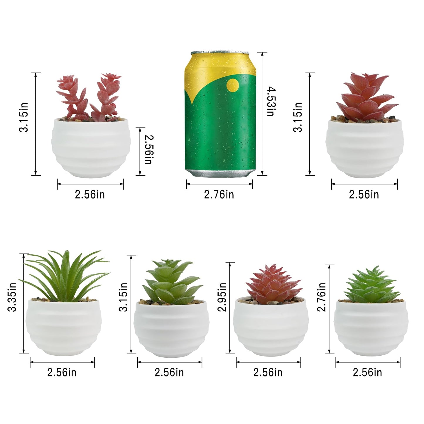 sunanday 6-Pack Mini Artificial Succulents in Ceramic Pots,Small Fake Plants for Desk, Bathroom, Aesthetic Living Room & Home Office Decor,Office Desk Accessories