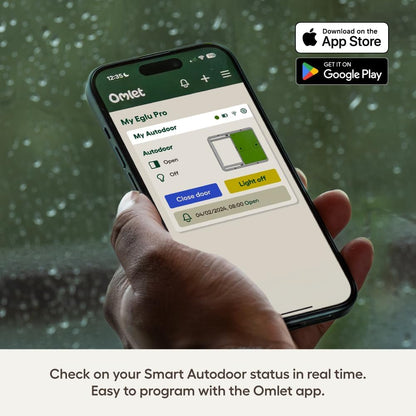 Omlet Smart Automatic Chicken Coop Door Opener | WiFi & App Control | Light Sensor or Timer | Built-In Safety Sensors | Weatherproof | Battery or Plug-In Power | Alexa & Google Home Compatible | Green