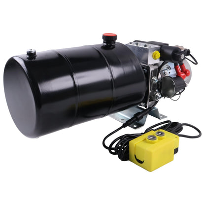 Solarhome 12V DC Double Acting Hydraulic Power Unit 10 Quart Steel Tank 1.6KW 2600PSI SAE 8 Ports with Remote Control Compatible with Dump Trailer and Car Lifting