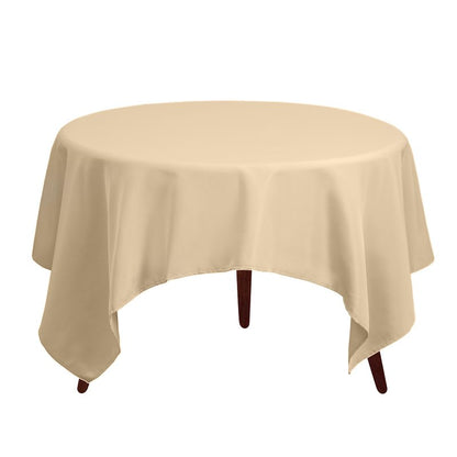 Gee Di Moda Square Tablecloth - 85 x 85 Inch Beige Table Cloth for Large Square or Round Tables - Heavy Duty Washable Fabric - for Buffet Table, Holiday Party, Dinner, Wedding & Baby Shower