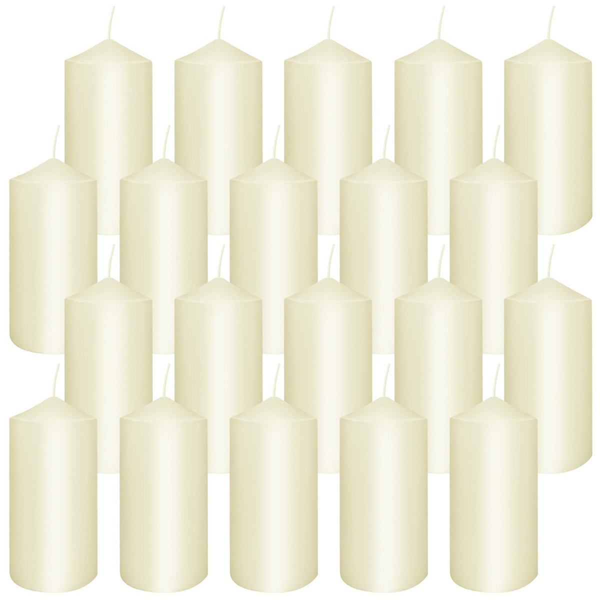 Set of 20 Ivory Pillar Candles,Dripless and Smokeless Dinner Candle, 2x4” Pillar Candles for Parties Weddings,Spa,Home Décor,Parties and Special Occasions.