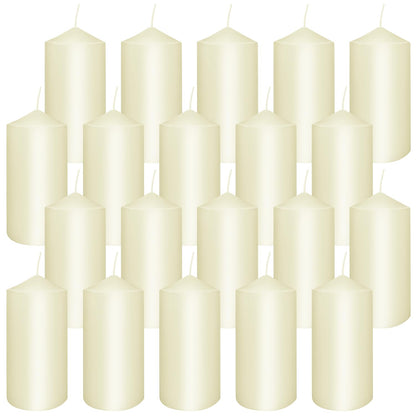 Set of 20 Ivory Pillar Candles,Dripless and Smokeless Dinner Candle, 2x4” Pillar Candles for Parties Weddings,Spa,Home Décor,Parties and Special Occasions.